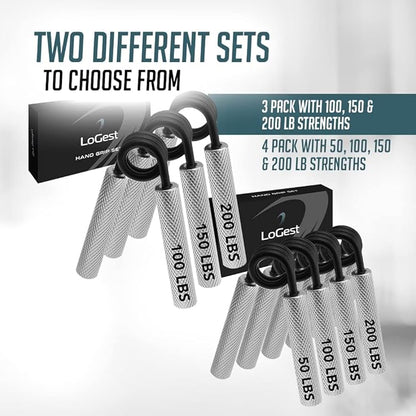 Logest Metal Hand Grip Set, 100LB-200LB 3 Pack 50LB-200LB 4 Pack No Slip Heavy-Duty Grip