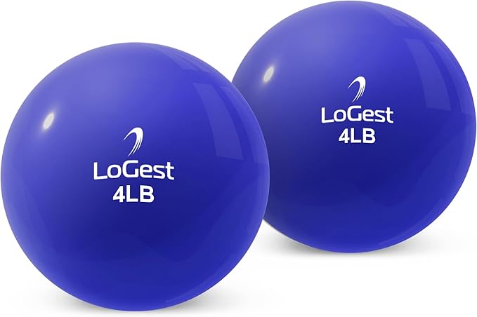 Logest Weighted Toning Exercise Balls Pair - Round Shape Medicine Ball - 1LB 2LB 3LB 4LB 5LB 6LB
