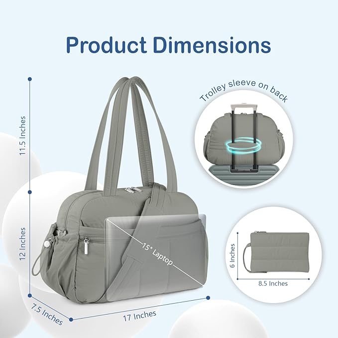TOPDesign Travel Duffel Bag for Women, Puffer Gym Bag Sports Tote with Wet Pocket, Carry On