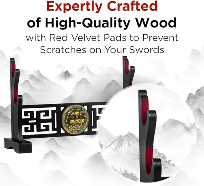 Logest Sword Stand - 4 Tier Options Available - Crafted Using Wood Katana Holder - Furnished in