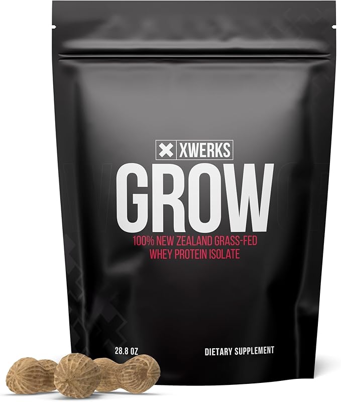 Xwerks Grow 100% New Zealand Grass Fed Whey Protein, 23g Pure Isolate Protein Powder Per Serving