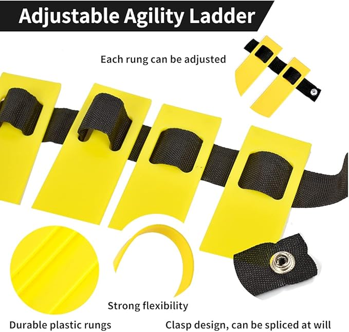 TNZMART Agility Ladder and Disc Cones Training Set Adjustable Rungs Training Ladder with 10 Plastic