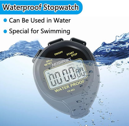 Waterproof Stopwatch Timer Only Stopwatch Mode, ON/Off Silent Simple Operation, Without Clock Date