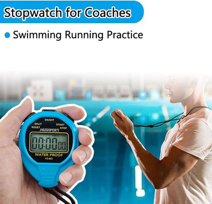 Waterproof Stopwatch Timer Only Stopwatch Mode, ON/Off Silent Simple Operation, Without Clock Date