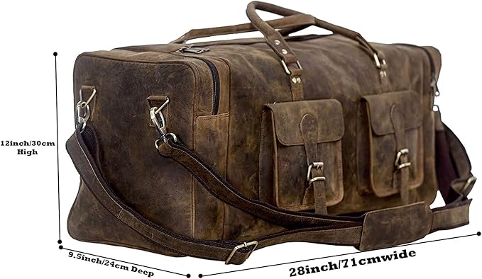 KomalC 28 inch Duffel Bag Travel Sports Overnight Weekend Leather Duffle Bag for Gym Sports Cabin