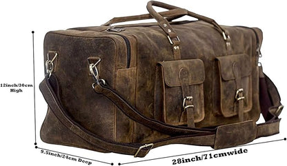 KomalC 28 inch Duffel Bag Travel Sports Overnight Weekend Leather Duffle Bag for Gym Sports Cabin