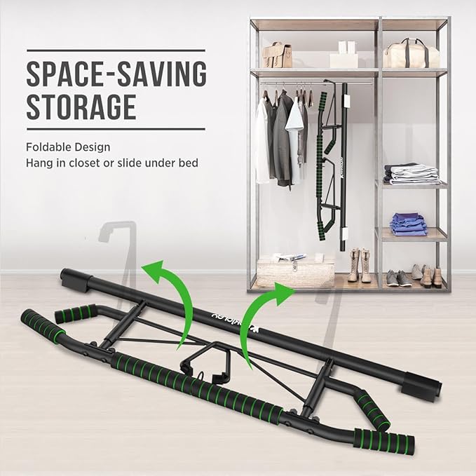 New Upgrade Pull Up Bar for Doorway - Foldable Design & Space-Saving, Upto 440 Lbs Capacity, No