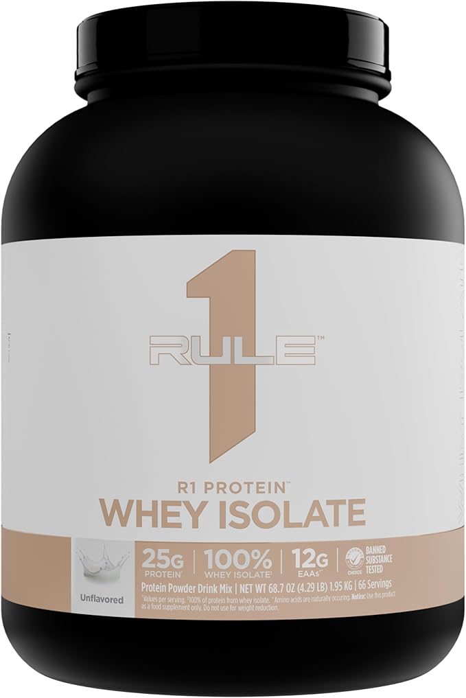 Rule 1 Naturally Flavored R1 Protein Whey Isolate - Clean Formula with 25g Protein & 6g BCAA