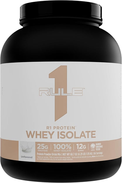 Rule 1 Naturally Flavored R1 Protein Whey Isolate - Clean Formula with 25g Protein & 6g BCAA