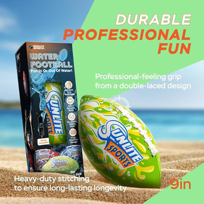 Sunlite Sports Waterproof Football for Lawn Backyard Pool Beach Lake Park Water Toy, Outdoor Play