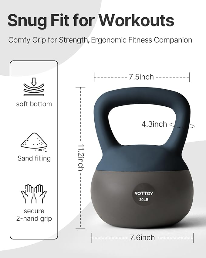 YOTTOY Soft Kettlebell, Set for Strength Training Kettlebells & Home Workouts, Soft-Sided Cushioned