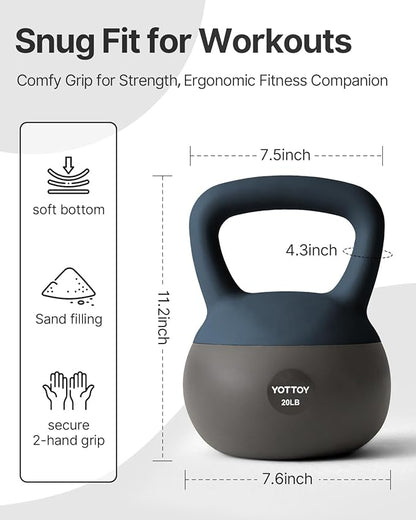 YOTTOY Soft Kettlebell, Set for Strength Training Kettlebells & Home Workouts, Soft-Sided Cushioned