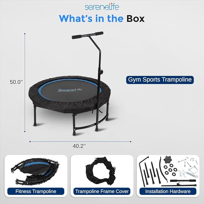 SereneLife 40"/50" Mini Trampoline for Adults - 450/550LBS Fitness Trampoline with Reinforced