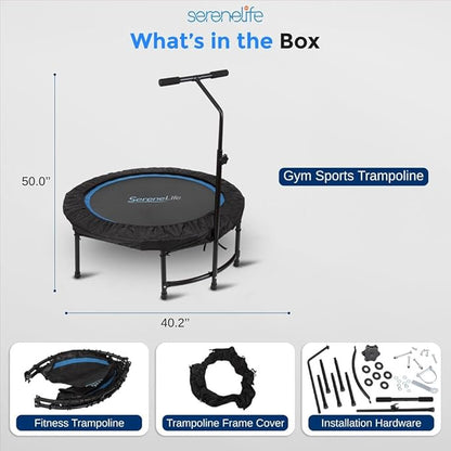 SereneLife 40"/50" Mini Trampoline for Adults - 450/550LBS Fitness Trampoline with Reinforced