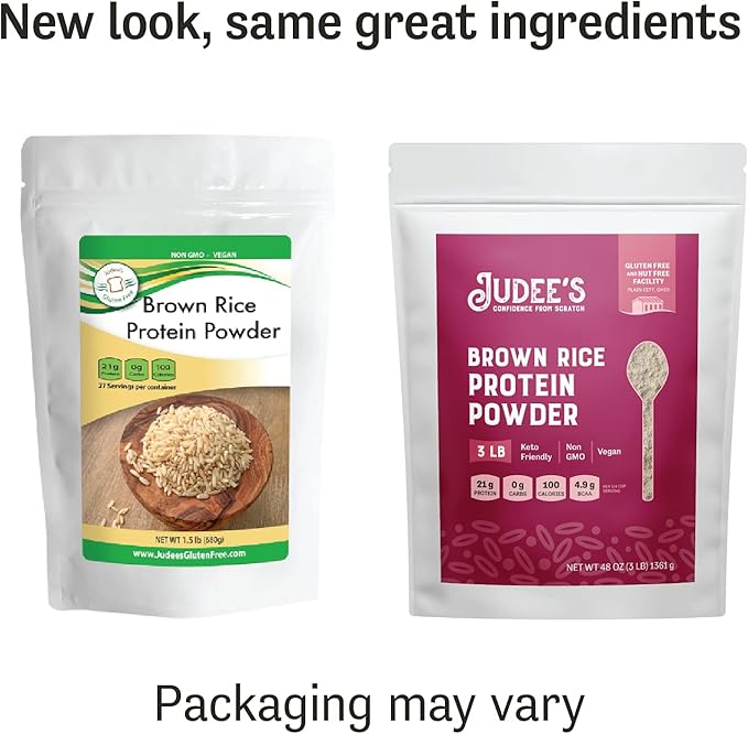 Judee's Brown Rice Protein Powder, (80% Protein) 3 lb - Non-GMO & Sprouted - Keto-Friendly, Dairy