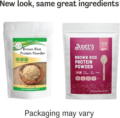 Judee's Brown Rice Protein Powder, (80% Protein) 3 lb - Non-GMO & Sprouted - Keto-Friendly, Dairy