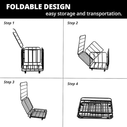 Sports Equipment Organizer Foldable Mental Sports Ball Storage Cart with Lid and Wheels Rolling