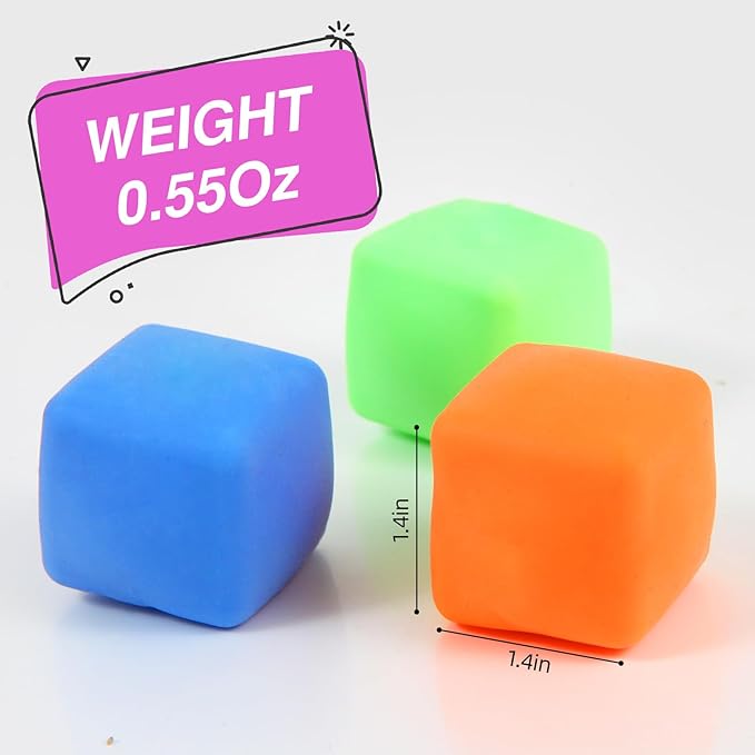 24 Pack Slow Rising Stress Cube , Dough Stress Balls Soft Fidget Squishy Toys for Anxiety Relief