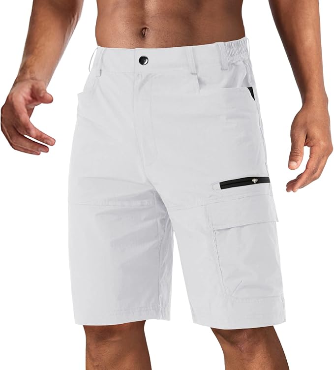 CRYSULLY Men's Hiking Cargo Shorts Outdoor Summer Lightweight Quick Dry Work Casual Shorts with 5