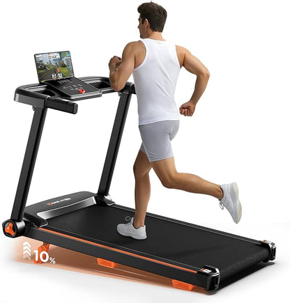 Treadmills for Home, 3.0HP Quiet Brushless Foldable Treadmill with Incline, Small Space Portable