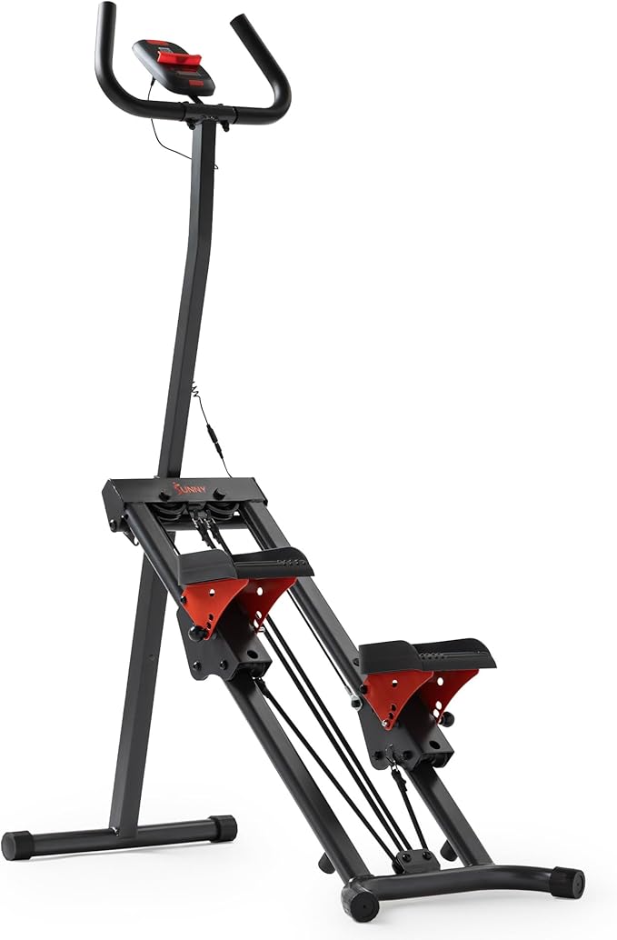 Sunny Health & Fitness Stair Stepper w/Handlebar, Extended Step Range Climber Machine for Legs