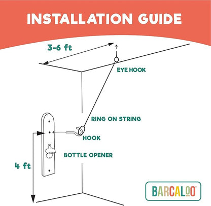 Barcaloo Hook and Ring Game with Bottle Opener and Magnetic Bottle Cap Catch - Adult Ring Toss Game