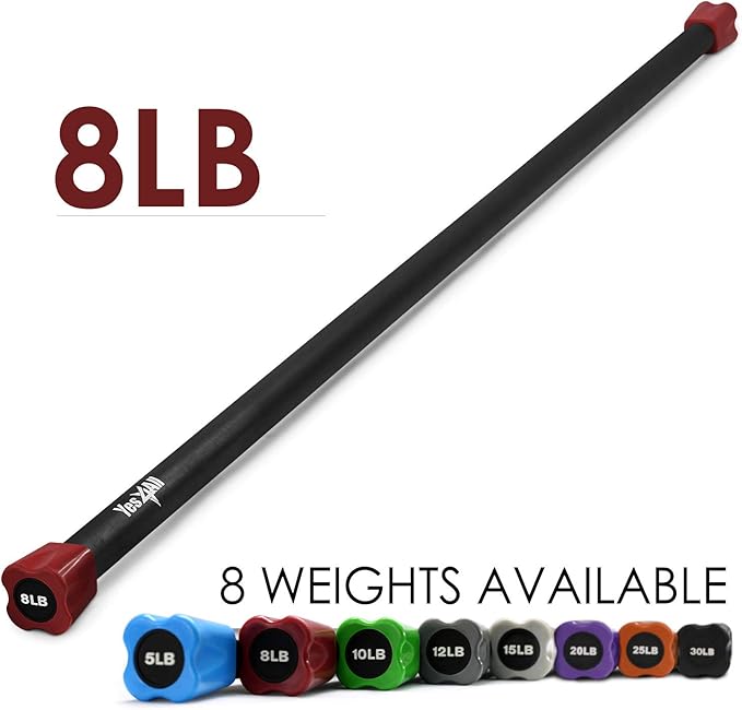 Yes4All Total Body Workout Weighted Bar, Resistance Band Bar, Racks for Strength Training, Exercise