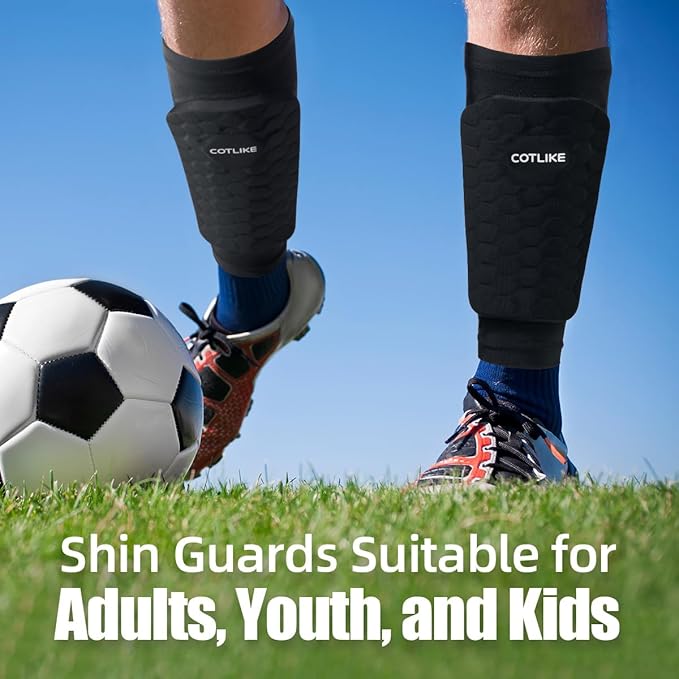Soccer Shin Guards for Kids Youth Adults, Shin Guard Soccer Sleeves for 2-18 Years Old Boys Girls
