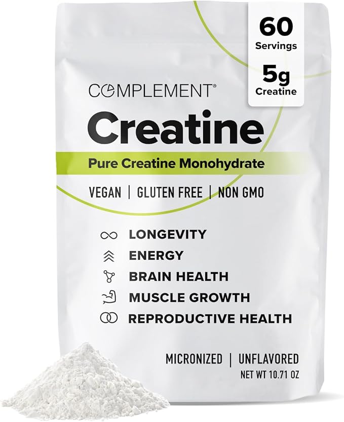 Complement Creatine Monohydrate Micronized Powder for Women and Men (5g, 60 Servings) Pre Workout