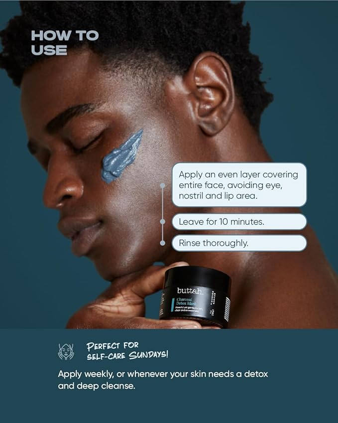 Buttah Skin Charcoal Detox Mask 1 fl oz e 30 mL - Activated Charcoal - African Butters - Rose Water