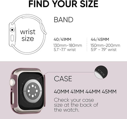 Compatible for Apple Watch Band 40mm 41mm and Case with Screen Protector, Soft Silicone Sport Strap