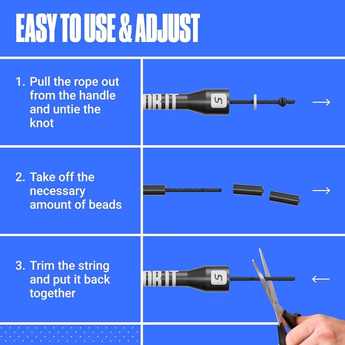 Sportbit Elite Beaded Jump Rope - Adjustable Speed Rope for Fitness, CrossFit, Boxing
