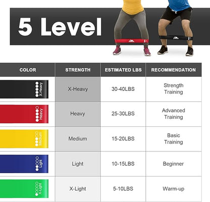 Resistance Bands Set, Workout Bands with Handles, Door Anchor, Ankle Straps and Carry Bag, Exercise