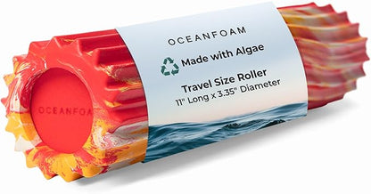 Oceanfoam Ripple Travel Foam Roller (11" x 3.35") Firm Mini Foam Roller for Physical Therapy, Deep