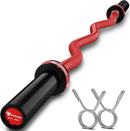 Olympic EZ Curl Barbell Bar, 400LBS Weight Capacity Olympic Curl Bar, 4ft Barbell Weight Bar with