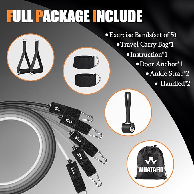WHATAFIT Resistance Bands, Exercise Bands，Resistance Bands for Working Out, Work Out Bands with