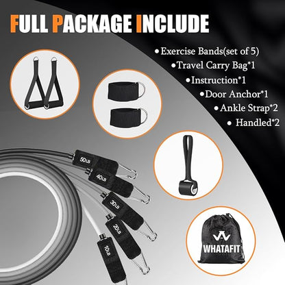 WHATAFIT Resistance Bands, Exercise Bands，Resistance Bands for Working Out, Work Out Bands with
