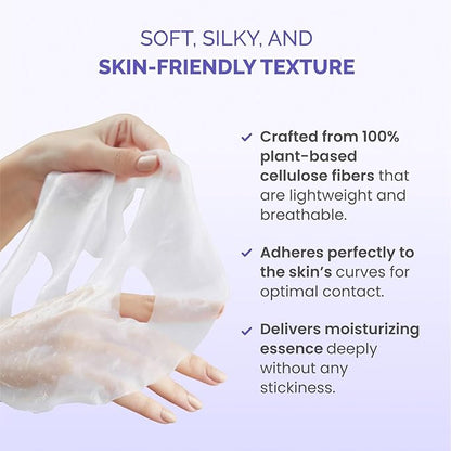 PLANTIFIQUE Facial Sheet Mask Collagen Boost 5 Pack ??Anti-Aging & Firming Face Mask Sheets with