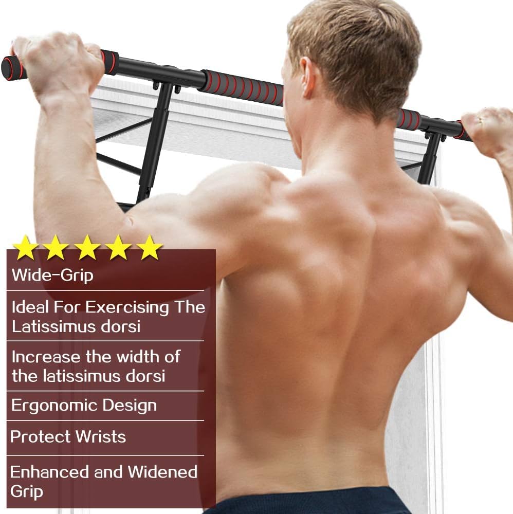 AmazeFan Pull Up Bar, Doorway Mount with Ergonomic Grip - Fitness Chin-Up Frame for Home Gym