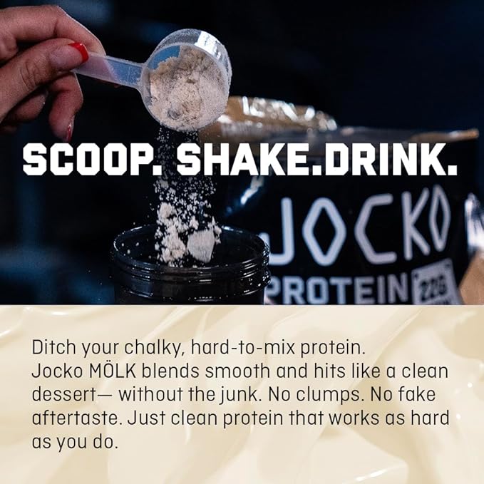 Jocko Fuel Mölk Whey Protein Powder 22g Low Sugar Monk Fruit Blend - Muscle Recovery & Growth