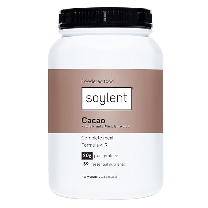 Soylent Complete Nutrition Meal Replacement Protein Powder, Cacao - Plant Based Vegan Protein, 39