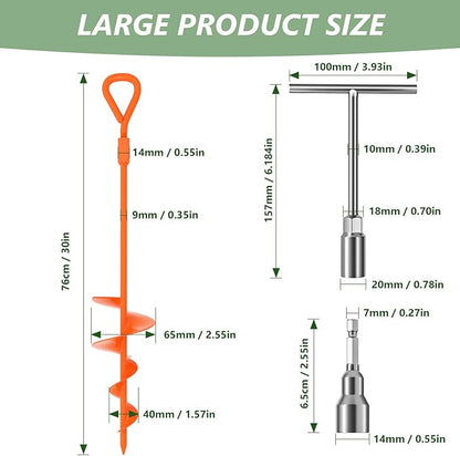 Phopich 18''/30" Long Ground Anchor, Heavy Duty Earth Anchors Ground Anchors Screw in Kit with