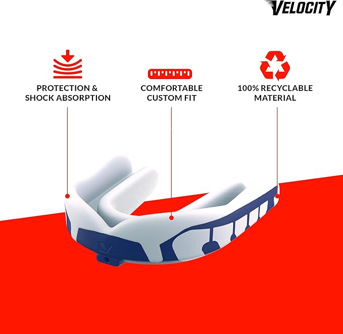 Velocity Champion Junior Mouthguard, 2 Pack, Green & White - for Ages 5 to 10 - Ideal for Lacrosse