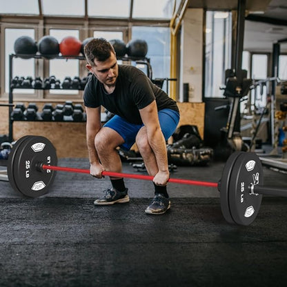 7FT Olympic Barbell Bar with Weight Plate Set Combo, Solid Olympic Bar with Bearings, 700Lbs
