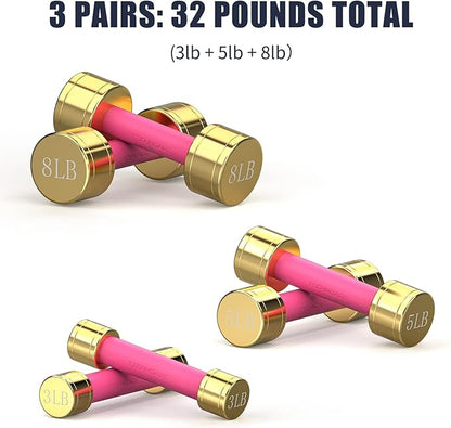 TECHNOAGE Round Dumbbell Sets with Steel Handle, Odorless Neoprene rubber Handle Cover