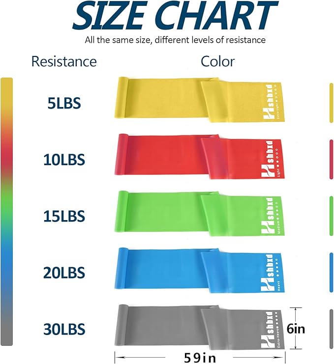 Resistance Bands for Working Out, Physical Therapy Bands, Latex Free Elastic and Exercise Bands Set
