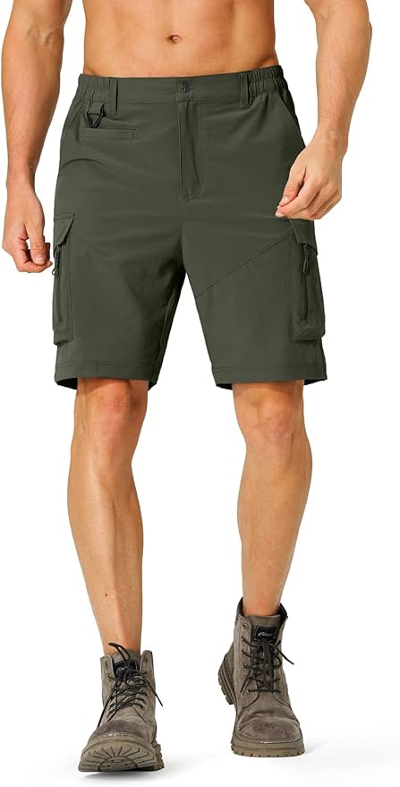 Men's Hiking Cargo Shorts Quick Dry Lightweight Travel Shorts with Multi Pockets for Fishing
