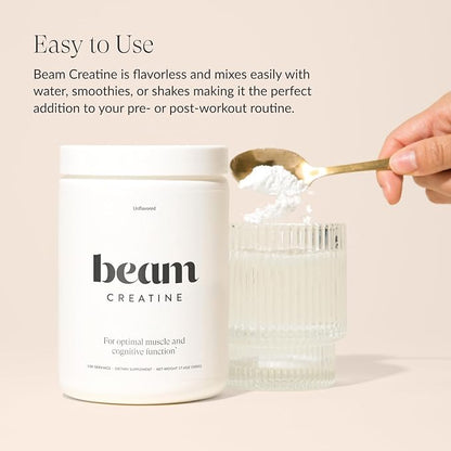 Beam Creatine Powder, Third Party Tested, Micronized Creatine Monohydrate Supplement, Creatine for