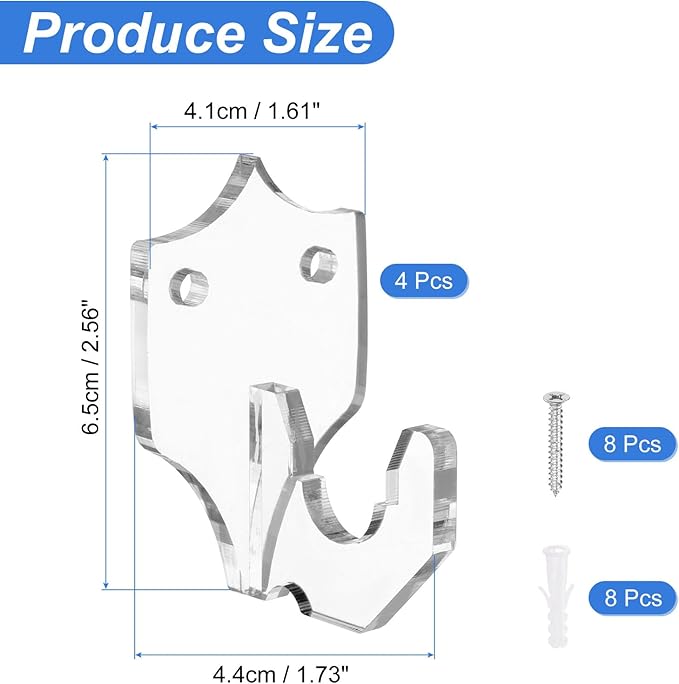 uxcell 4 Pcs Sword Holder Wall Mount Sword Racks Acrylic Wall Sword Display Hanger with Mounting