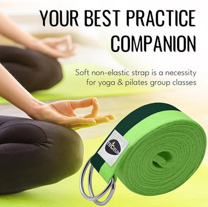TECEUM Yoga Strap & Mat Strap – 2 IN 1 – Cotton – 6 ft 8 ft 10 ft (30+ colors) – Adjustable